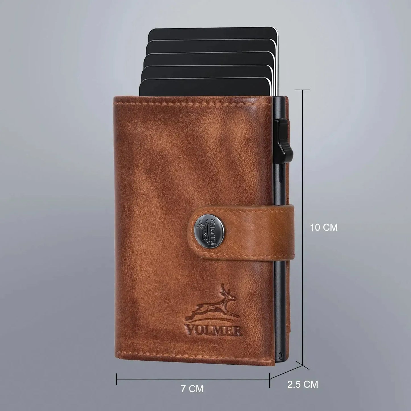 POP-UP Kartenetui mit Münzfach aus Leder – Platz für 12 Karten – Scheinfach – RFID-Schutz | VO45