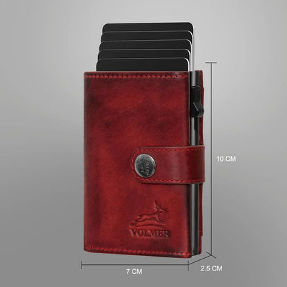 POP-UP Kartenetui mit Münzfach aus Leder – Platz für 12 Karten – Scheinfach – RFID-Schutz | VO45