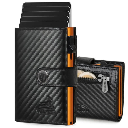 POP-UP Kartenetui mit Münzfach aus Leder – Platz für 12 Karten – Scheinfach – RFID-Schutz | VO45