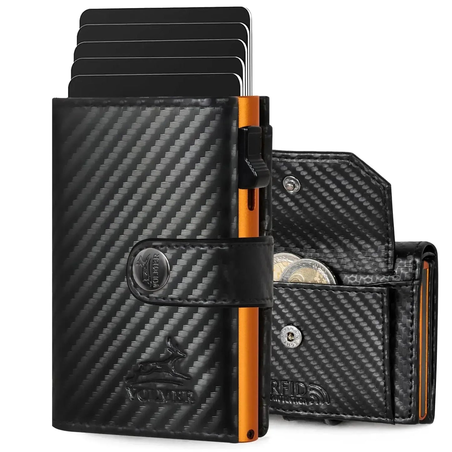 POP-UP Kartenetui mit Münzfach aus Leder – Platz für 12 Karten – Scheinfach – RFID-Schutz | VO45