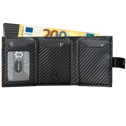 POP-UP Kartenetui mit Münzfach aus Leder – Platz für 12 Karten – Scheinfach – RFID-Schutz | VO45