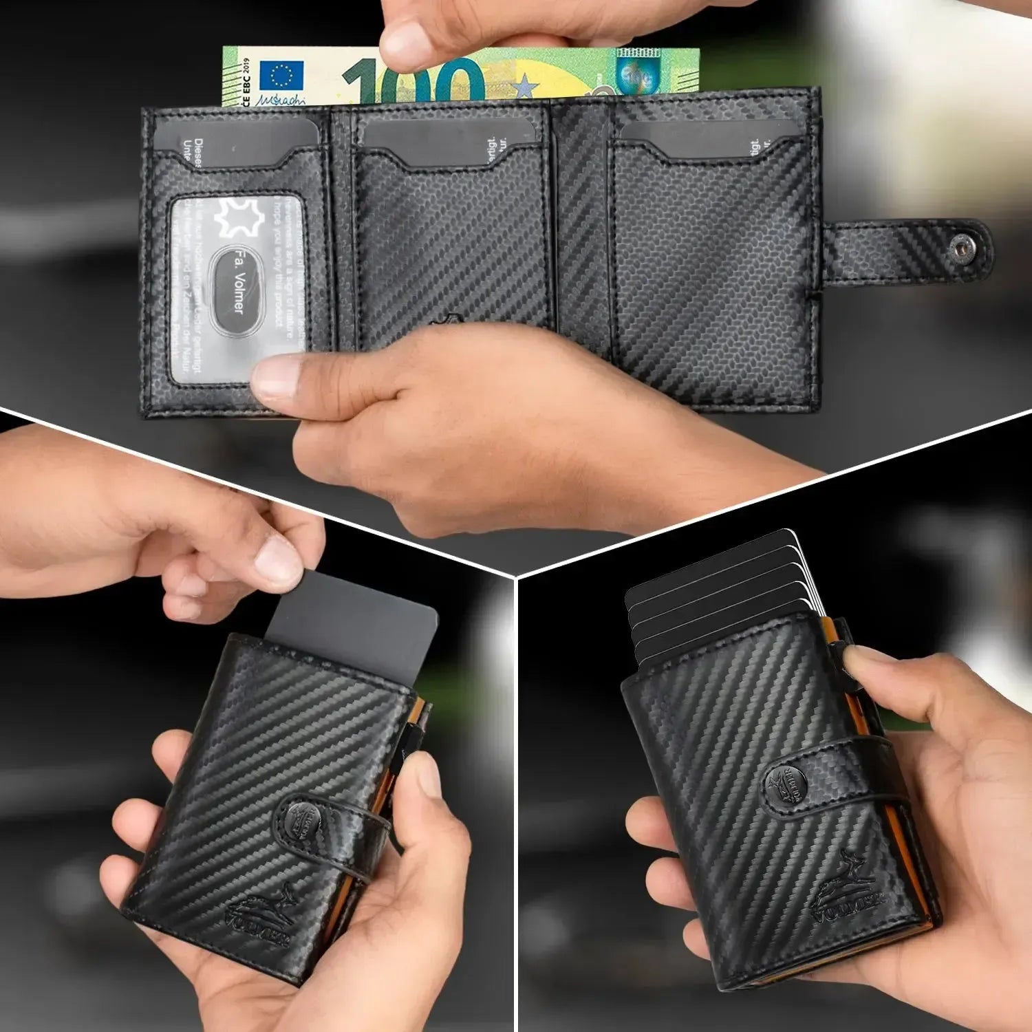 POP-UP Kartenetui mit Münzfach aus Leder – Platz für 12 Karten – Scheinfach – RFID-Schutz | VO45