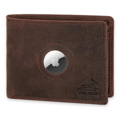 Leather Wallet for Men with AirTag Pocket and RFID Protection - Extra-Sturdy Double Stitching - 6 Slots for Credit Cards | EasyComfortAir