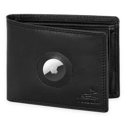 Leather Wallet for Men with AirTag Pocket and RFID Protection - Extra-Sturdy Double Stitching - 6 Slots for Credit Cards | EasyComfortAir