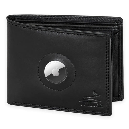 Leder Geldbörse Herren mit AirTag-Fach und RFID-Schutz - extra-stabile Doppelnaht - 6 Fächer für Kreditkarten | EasyComfortAir