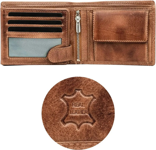 Leder Geldbörse Herren mit RFID-Schutz – extra-stabile Doppelnaht – 9 Fächer für Kreditkarten | VO11-RFID