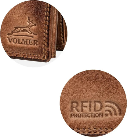 Leren portemonnee voor heren met RFID-bescherming – extra stevige dubbele naad – 9 vakken voor creditcards | VO11-RFID