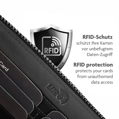Damen Geldbörse aus Echtleder mit Handyfach & RFID-Schutz – abnehmbarer Schulterriemen | Modell Verona