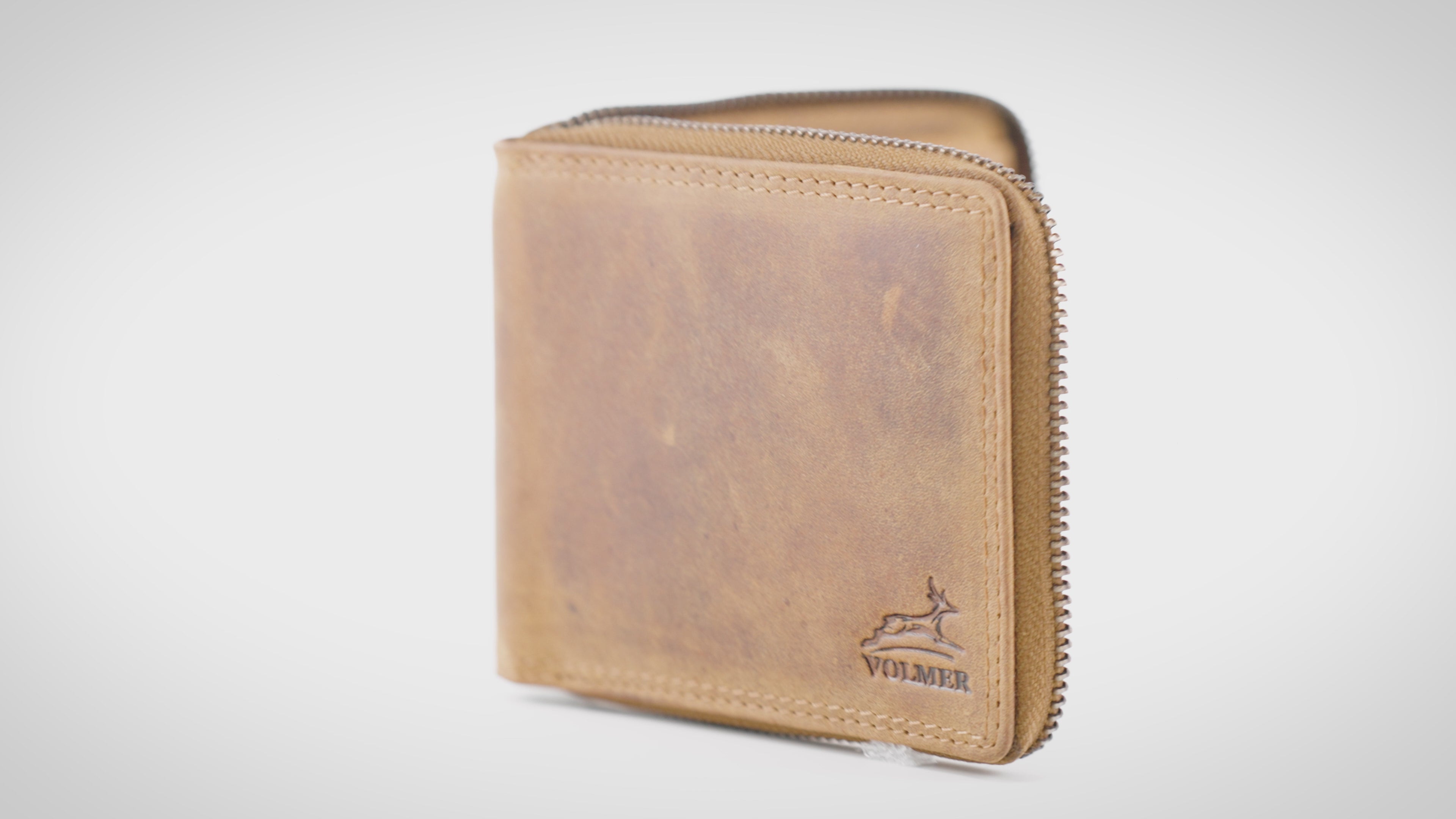 Cargar video: Video Cartera de piel para hombre con protección RFID - cremallera perimetral - gran compartimento para monedas - espacio para 9 tarjetas | VoZip