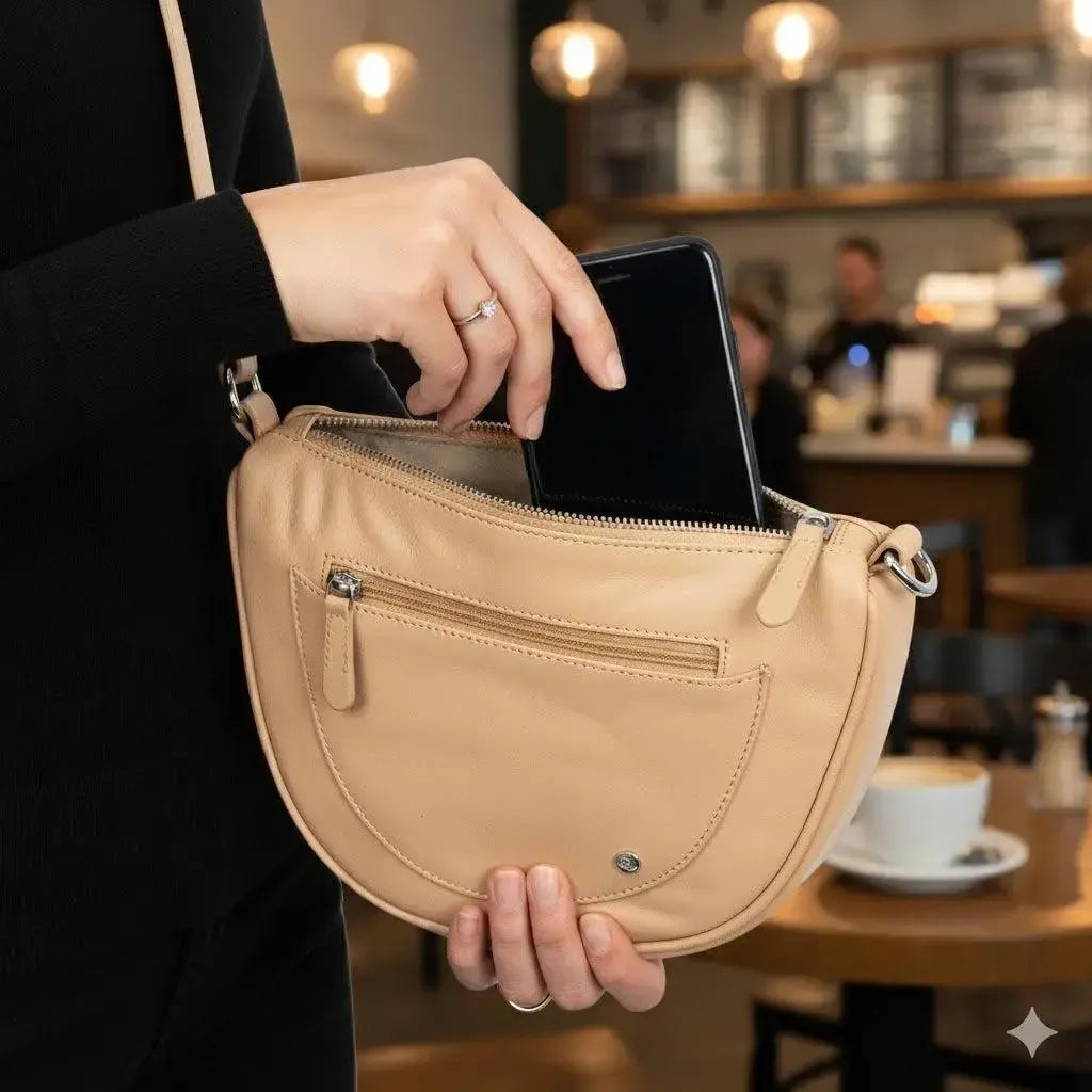 Umhängetasche Leder – Clutch und Crossbody-Bag – mit abnehmbarem, verstellbarem Riemen | Modell Vicenza