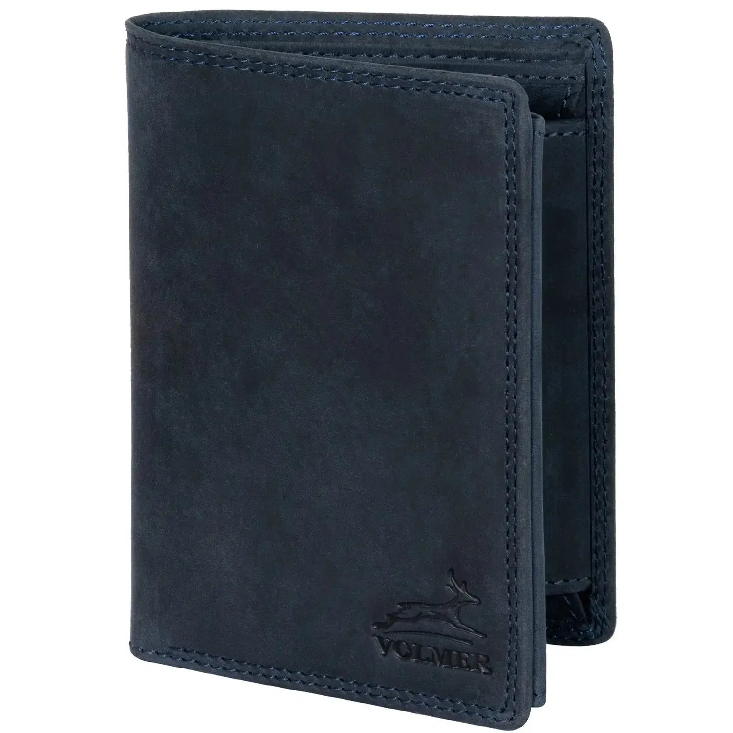 Leder Geldbörse Herren mit RFID-Schutz - extra-stabile Doppelnaht - 15 Fächer für Kreditkarten - Hochformat | VO2