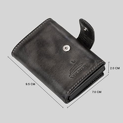 Fa.Volmer ® Étui à cartes POP-UP en cuir véritable avec/sans compartiment à pièces pour hommes & femmes | max. 11 cartes | Protection RFID | Portefeuille VO24/31