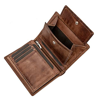 Portefeuille en cuir pour homme avec protection RFID - double couture extra solide - 11 compartiments pour cartes de crédit - format vertical | VO2