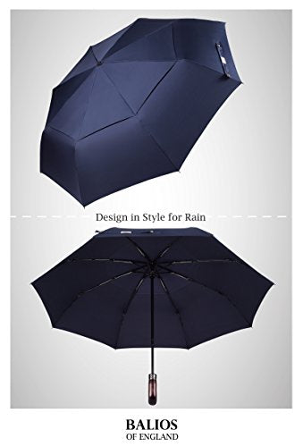 Automatik Taschen-Regenschirm mit Holzgriff – sturmfest & windsicher – Herren & Damen – Designed in Britain