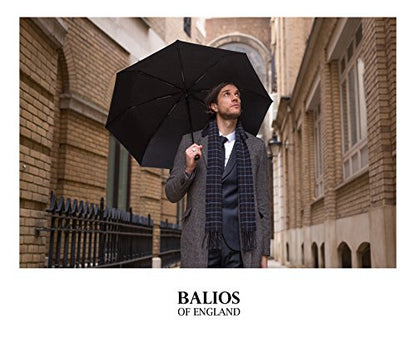 Automatik Taschen-Regenschirm mit Holzgriff – sturmfest & windsicher – Herren & Damen – Designed in Britain
