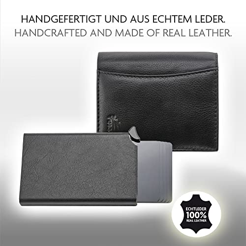 POP-UP Kartenetui mit Münzfach aus Leder – Platz für 8 Karten – Scheinfach – RFID-Schutz – inkl. abnehmbarem Karten-Etui | VO28