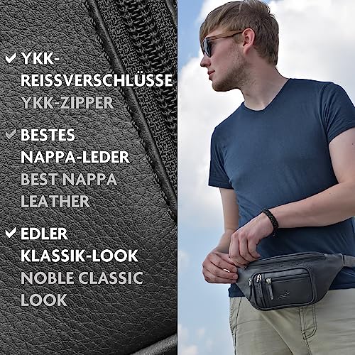 Bauchtasche Leder für Damen und Herren im Vintage-Look - 1 großes Fach | BagMi