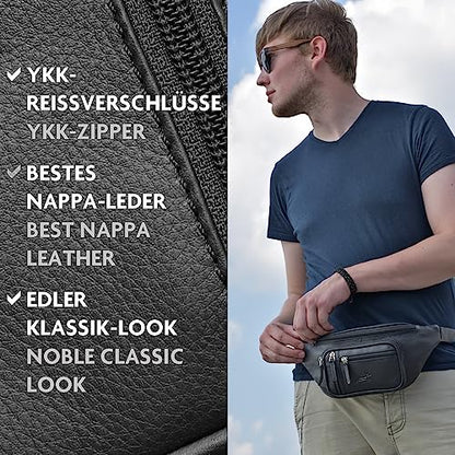 Bauchtasche Leder für Damen und Herren im Vintage-Look - 1 großes Fach | BagMi